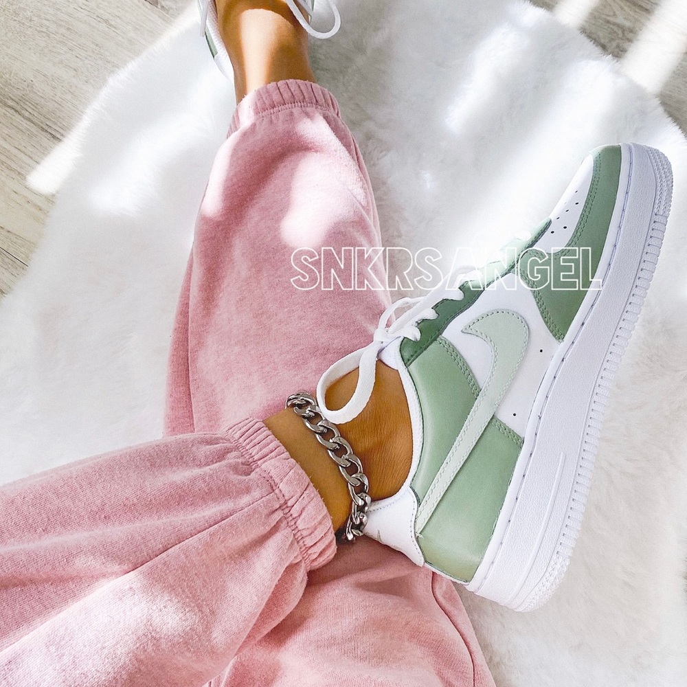 Custom nike air force 1 low avocado green sage
